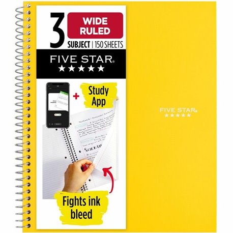 Five Star Three-subject Notebook - 150 Sheet - Wide Ruled - 8" x 10.5"