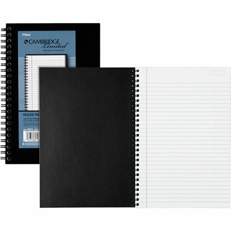 Cambridge Limited Business Notebooks - 80 Sheets - Wire Bound - College Ruled - 0.28" Ruled - 20 lb Basis Weight - 8" x 5" - Whi