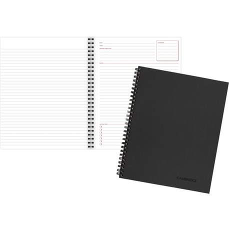 Mead Limited Meeting Notebooks - Letter - 80 Sheets - Wire Bound - Letter - 8 1/2" x 11" - BlackLinen Cover - Perforated - 1 Eac