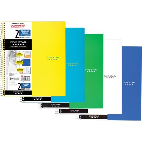 Mead Wirebound Notebooks - 100 Sheets - Wire Bound - 9 1/2" x 6" - White Paper - Assorted Cover - Pocket, Stiff-back, Perforated