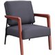 Lorell Upholstered Rubber Wood Lounge Chair - Black Fabric Seat - Fabric Back - Black - 1 Each