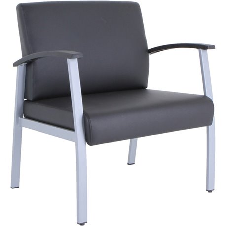 Lorell Healthcare Reception Big & Tall Antimicrobial Guest Chair - Vinyl Seat - Vinyl Back - Powder Coated Silver Steel Frame - 