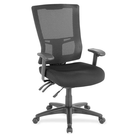 Lorell Mesh High-Back Office Chair - Black Fabric Seat - Black Nylon Back - 5-star Base - Black - 1 Each
