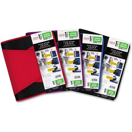 Mead Zipper Binder - 500 Sheet Capacity - 3 x Ring Fastener(s) - 3 Pocket(s) - Multi-colored - Zipper Closure, Wear Resistant, T