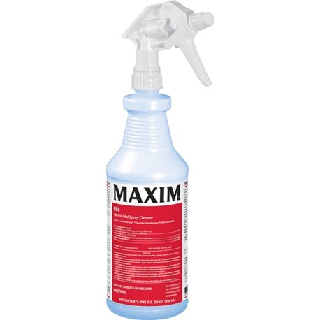Maxim Germicidal Spray Cleaner - Ready-To-Use - 32 fl oz (1 quart) - Lemon Scent - 12 / Carton - Non-abrasive, Disinfectant, Eas