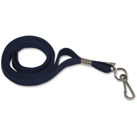 Advantus J-Hook Deluxe Lanyard - 24 / Box - 36" Length - Blue - Nylon, Cotton, Metal