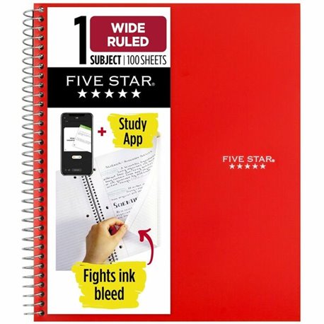 Five Star Wirebound 1-subject Notebook - Ring8" x 10.5" - Bend Resistant, Crack Resistant - 1 Each