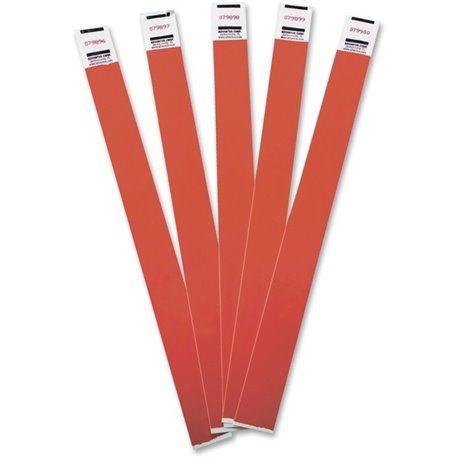 Advantus Tyvek Wristbands - 3/4" Width x 10" Length - Rectangle - Red - Tyvek - 100 / Pack - Adhesive Closure