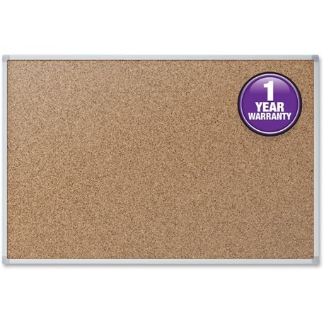 Mead Classic Cork Bulletin Board - 24" Height x 36" Width - Natural Cork Surface - Self-healing - Silver Aluminum Frame - 1 Each