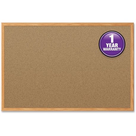 Mead Classic Cork Bulletin Board - 48" Height x 36" Width - Natural Cork Surface - Self-healing - Oak Aluminum Frame - 1 Each