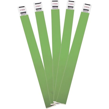 Advantus Tyvek Wristbands - 100 / Pack - 9.8" Height x 0.8" Width Length - Green - Tyvek