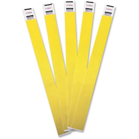 Advantus Tyvek Wristbands - 3/4" Width x 9 3/4" Length - Yellow - Tyvek - 100 / Pack