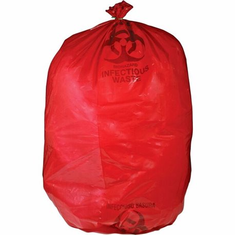 Medegen MHMS Red Biohazard Infectious Waste Bags - 33 gal Capacity - 31" Width x 43" Length - 1.50 mil (38 Micron) Thickness - R