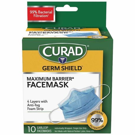 Curad Medical-grade FaceMasks - Recommended for: Healthcare - Fog, Fluid, Bacteria, Pollen, Dust Protection - White - Comfortabl