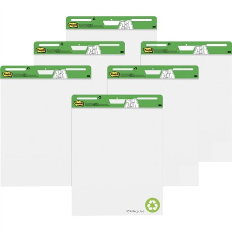 Post-it Flip-Chart Pad - 30 Sheets - Plain - Stapled - 18.50 lb Basis Weight - 25" x 30" - 35.80" x 25.2" x 1.8" - White Paper -