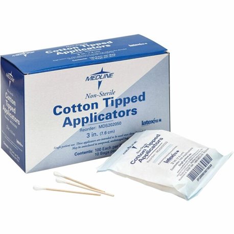 Medline Nonsterile Cotton-Tip Applicators - 3" - 1000/Box - White