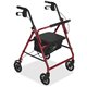 Medline Basic Steel Rollators - 350 lb Load Capacity - 6" Wheel - Red