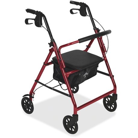 Medline Basic Steel Rollators - 350 lb Load Capacity - 6" Wheel - Red