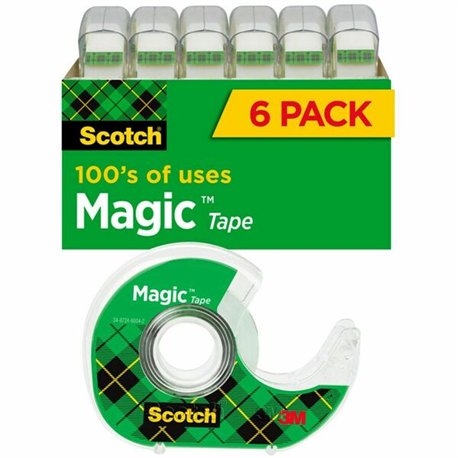 Scotch 3/4"W Magic Tape - 18.06 yd Length x 0.75" Width - 1" Core - Dispenser Included - Handheld Dispenser - Tear Resistant - F