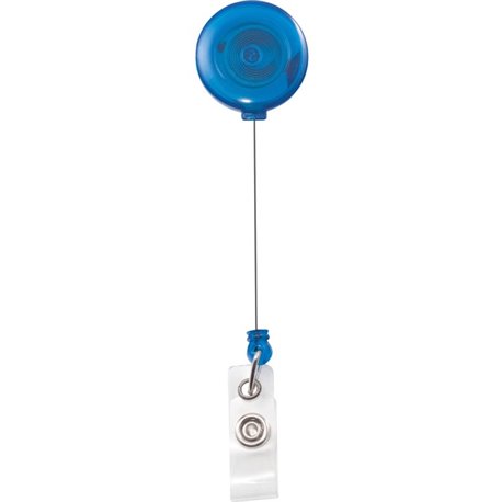 Advantus Translucent Retractable ID Card Reel with Snaps - Vinyl, Nylon, Metal - 12 / Pack - Translucent Blue, Clear