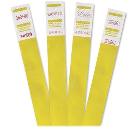 Advantus Tyvek Wristbands - 3/4" Width x 9 3/4" Length - Rectangle - Yellow - Tyvek - 500 / Pack - Tear Resistant, Adhesive Clos