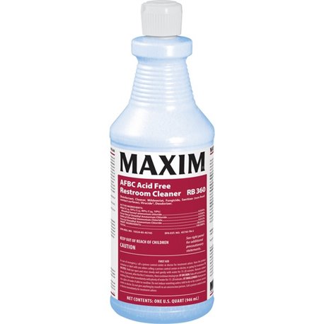 Maxim Restroom Cleaner - 32 fl oz (1 quart) - Fresh Scent - 12 / Carton - Blue