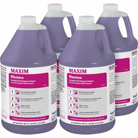 Maxim Lavender All-Purpose Cleaner - Concentrate - 128 fl oz (4 quart) - Lavender Scent - 4 / Carton - Deodorize, Film-free, Rin