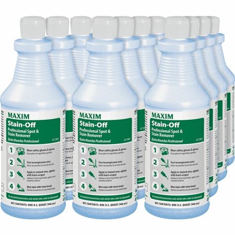 Midlab Stain-Off Professional Spot/Stain Remover - Ready-To-Use - 32 fl oz (1 quart) - 12 / Carton - Odorless, Water Based, Oil 