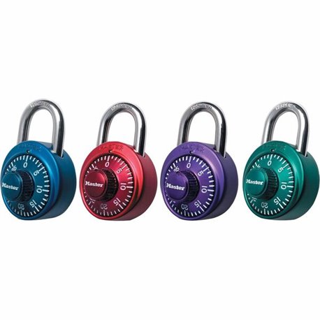 Master Lock Assorted Numeric Combination Locks - 3 Digit - Master Keyed - 0.28" Shackle Diameter - Cut Resistant - Stainless Ste