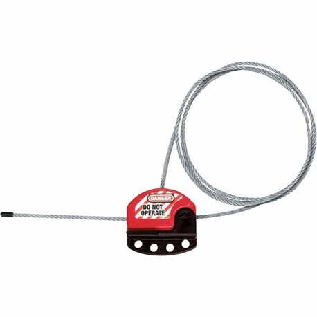 Master Lock Adjustable Cable Lockout - Black, Red - Plastic - 6 ft