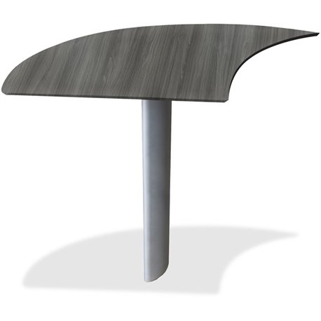 Mayline Medina Curved Desk Extension, Left - 1" Work Surface, 28" x 47"29.5" - Beveled Edge - Material: Steel - Finish: Gray, La