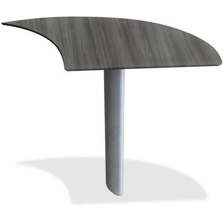 Mayline Medina Curved Desk Extension, Right - 1" Work Surface, 28" x 47"29.5" - Beveled Edge - Material: Steel - Finish: Gray, L