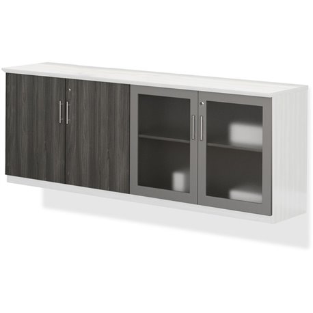 Mayline Medina Series Low Wall Cabinet Doors - Contemporary - 34.9" Width x 26.7" Height x 600 mil Thickness - Glass, Wood - Gra