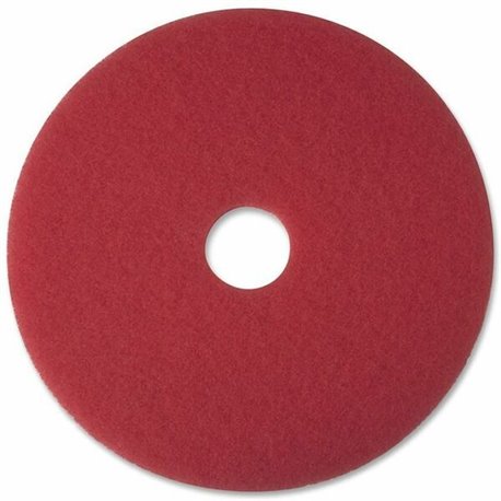 3M Red Buffer Pad 5100 - 12" Diameter - 5/Carton x 12" Diameter - Red