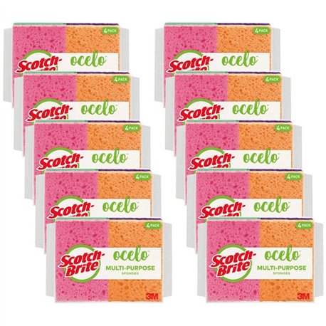 Scotch-Brite StayFresh Sponges - 5.8" Height x 4.6" Width x 4.6" Depth - 40/Carton - Cellulose - Assorted