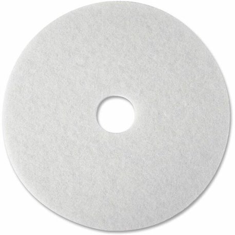 3M White Super Polish Pads - 5/Carton - Round x 20" Diameter - Polishing, Floor, Buffing, Scrubbing - Wood Floor - 175 rpm to 60