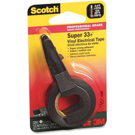 Scotch Electrical Tape - 16.67 ft Length x 0.50" Width - Plastic - Vinyl Backing - Dispenser Included - Abrasion Resistant, Mois