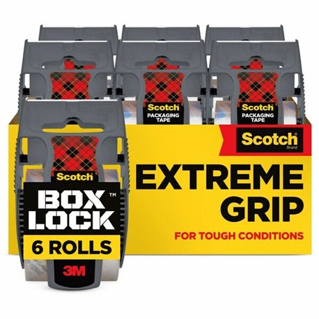 Scotch Box Lock Dispenser Packaging Tape - 22.20 yd Length x 1.88" Width - Dispenser Included - 6 / Pack - Clear