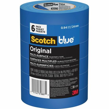 ScotchBlue Multi-Surface Painter's Tape - 60 yd Length x 0.94" Width - Paper - 6 / Pack - Blue