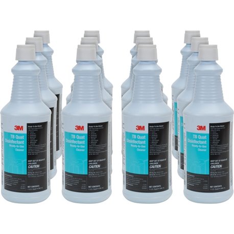 3M TB Quat Disinfectant Ready-To-Use Cleaner - Ready-To-Use - 32 fl oz (1 quart)Spray Bottle - 12 / Carton - Disinfectant, Deodo