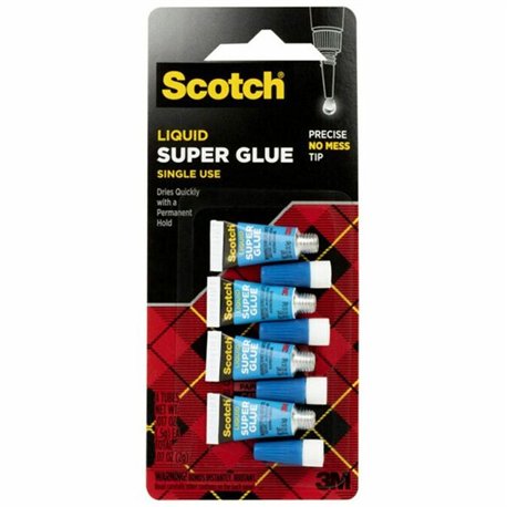 Scotch Super Glue Liquid - 0.05 grams Single-Use Tubes - 0.02 oz - 4 / Pack - Clear
