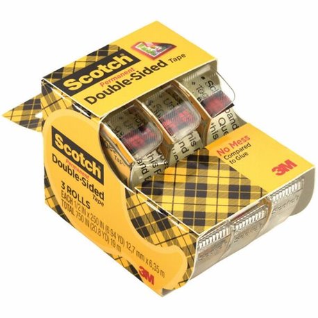 Scotch Double-Sided Tape - 20.83 ft Length x 0.50" Width - 1" Core - Dispenser Included - Handheld Dispenser - Long Lasting - Fo