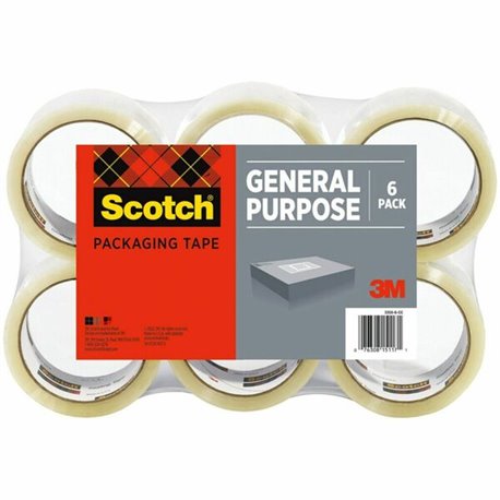 Scotch Lightweight Shipping/Packaging Tape - 54.60 yd Length x 1.88" Width - 2.2 mil Thickness - 3" Core - Synthetic Rubber Resi