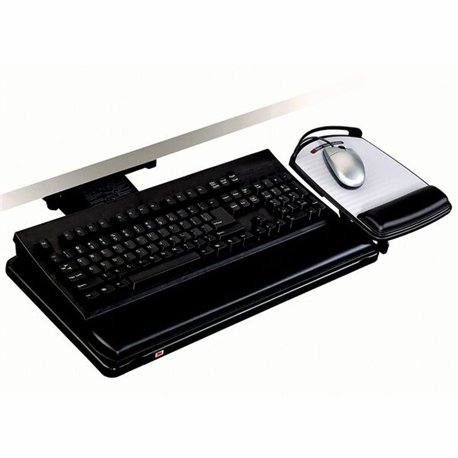 3M Adjustable Keyboard Tray with Adjustable Keyboard and Mouse Platform - 19.5" Width x 10.5" Depth - Black - 1