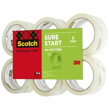 Scotch Sure Start Packaging Tape - 54.60 yd Length x 1.88" Width - 2.6 mil Thickness - 3" Core - Synthetic Rubber Resin - 2.95 m