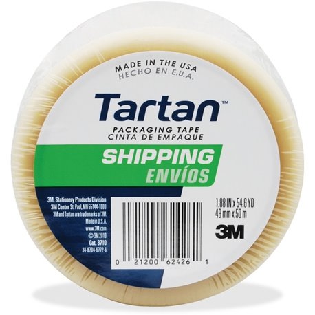 Tartan General-Purpose Packaging Tape - 54.60 yd Length x 1.88" Width - 1.9 mil Thickness - 3" Core - Rubber Resin Backing - For