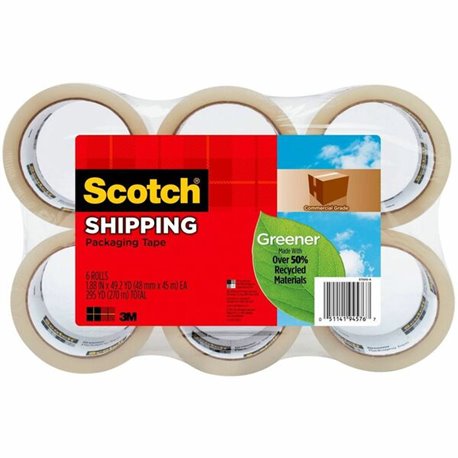 Scotch Greener Commercial-Grade Shipping/Packaging Tape - 54.60 yd Length x 1.88" Width - 3.1 mil Thickness - 3" Core - Syntheti