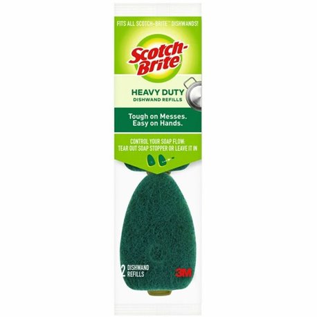 Scotch-Brite Heavy-Duty Dishwand Refills - 2.9" Height x 2.2" Width - 2/Pack - Green