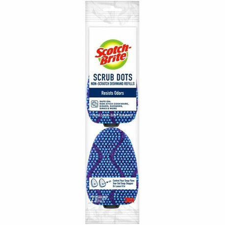 Scotch-Brite Scrub Dots Dishwand Refill - 3.5" Width x 4.4" Length - 2/Pack - Cellulose, MicroFiber - Blue