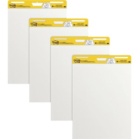 Post-it Super Sticky Easel Pad - 30 Sheets - Plain - Stapled - 18.50 lb Basis Weight - 25" x 30" - White Paper - Self-adhesive, 